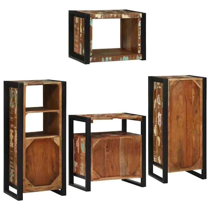 Casa si Gradina - Mobilier - Seturi de mobilier - Seturi baie - Set de mobilier pentru baie cu usa 4 pcs Lemn recuperat solid - Infinity.ro