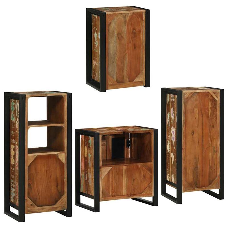 Casa si Gradina - Mobilier - Seturi de mobilier - Seturi baie - Set de mobilier pentru baie cu usa 4 pcs Lemn recuperat solid - Infinity.ro