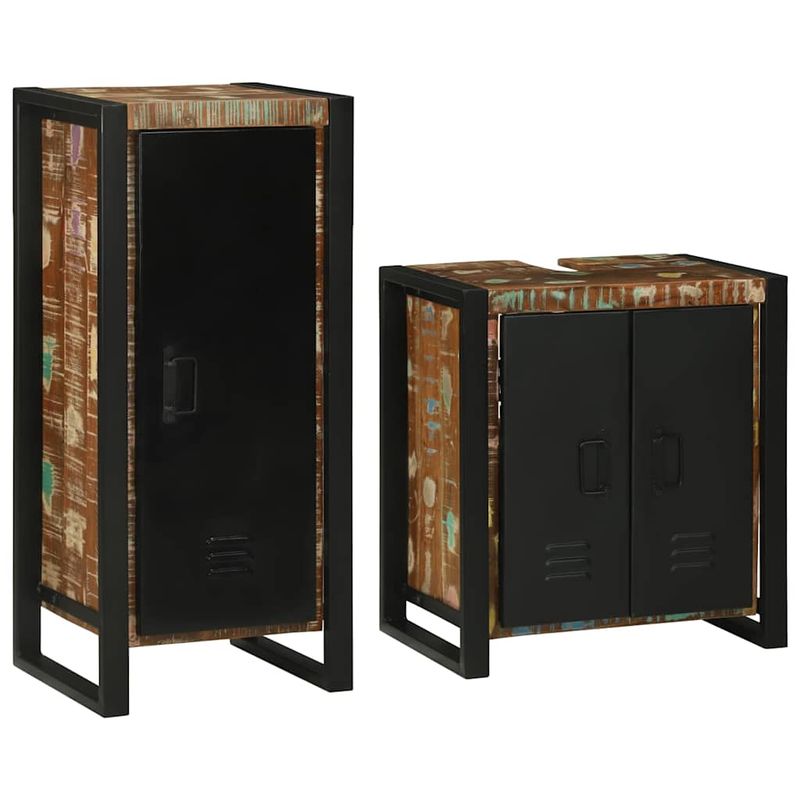 Casa si Gradina - Mobilier - Seturi de mobilier - Seturi baie - Set de mobilier pentru baie cu usa 2 pcs Lemn recuperat solid - Infinity.ro