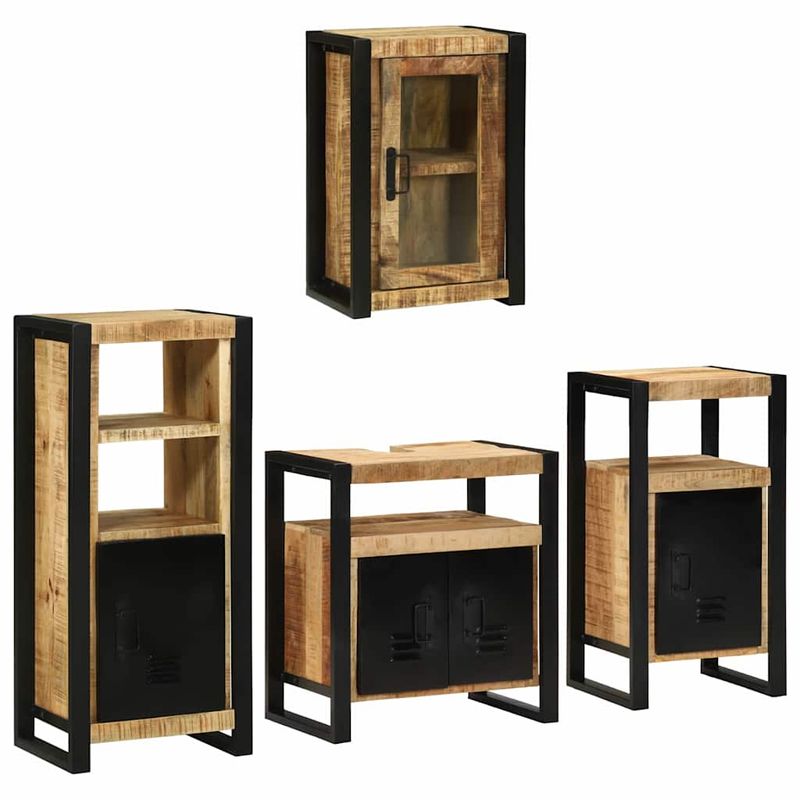 Casa si Gradina - Mobilier - Seturi de mobilier - Seturi baie - Set de mobilier pentru baie 4 pcs Maro Lemn de mango solid - Infinity.ro