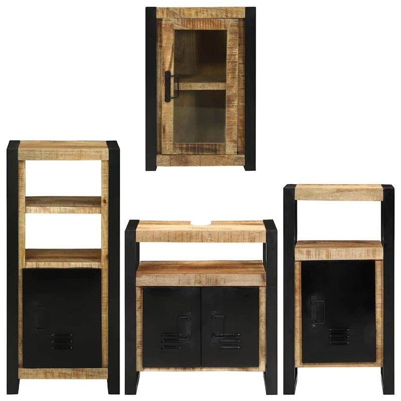 Casa si Gradina - Mobilier - Seturi de mobilier - Seturi baie - Set de mobilier pentru baie 4 pcs Maro Lemn de mango solid - Infinity.ro