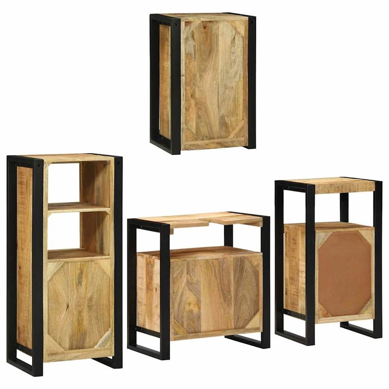 Casa si Gradina - Mobilier - Seturi de mobilier - Seturi baie - Set de mobilier pentru baie 4 pcs Maro Lemn de mango solid - Infinity.ro