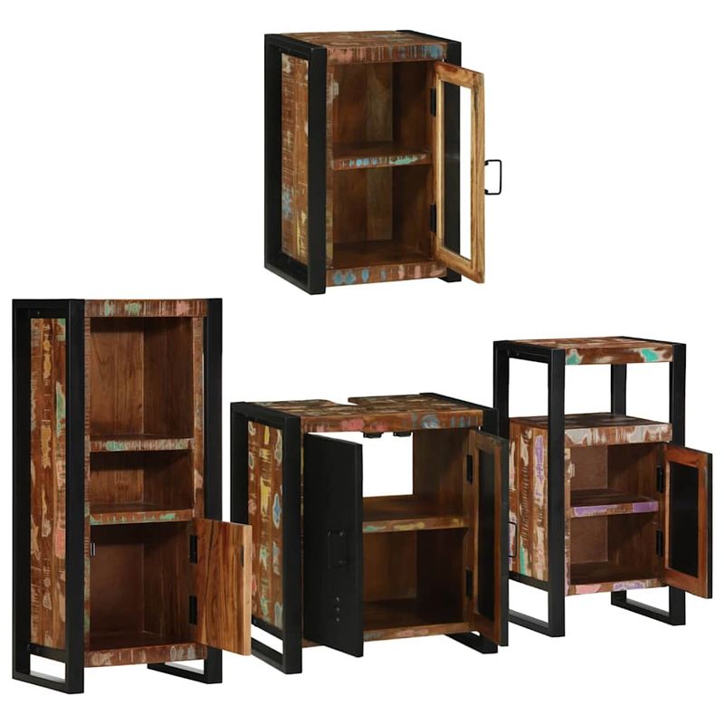 Casa si Gradina - Mobilier - Seturi de mobilier - Seturi baie - Set de mobilier pentru baie cu usa 4 pcs Lemn recuperat solid - Infinity.ro