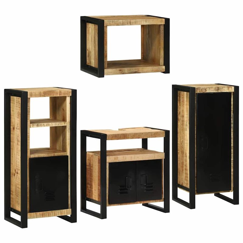 Casa si Gradina - Mobilier - Seturi de mobilier - Seturi baie - Set de mobilier pentru baie 4 pcs Maro Lemn de mango solid - Infinity.ro