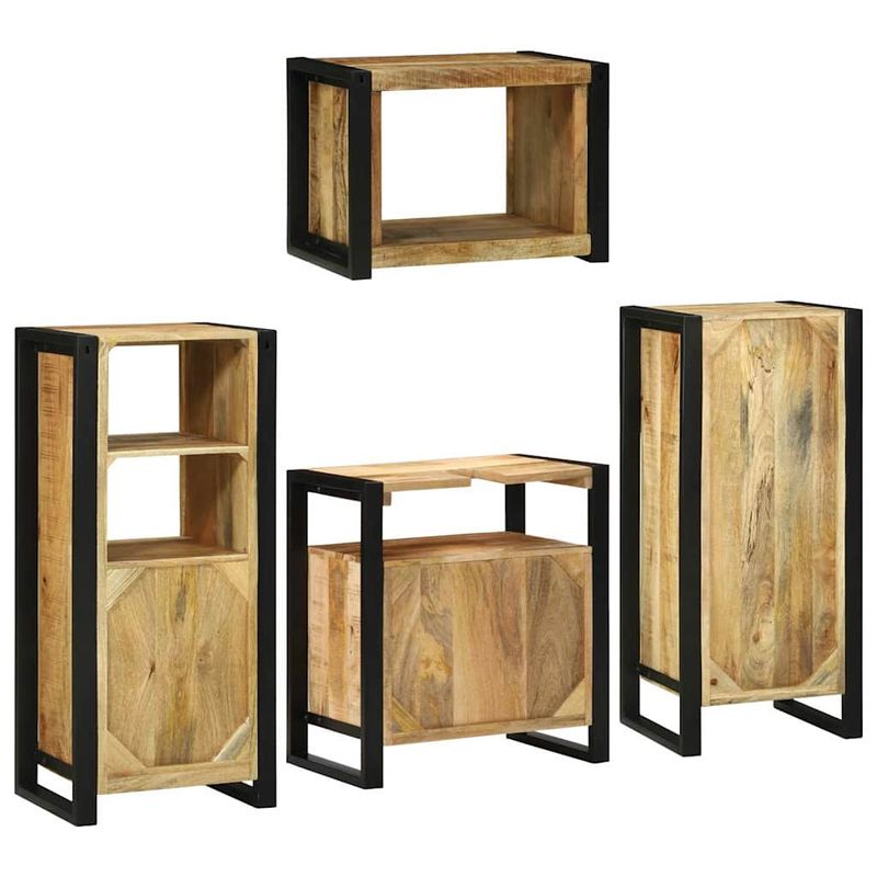 Casa si Gradina - Mobilier - Seturi de mobilier - Seturi baie - Set de mobilier pentru baie 4 pcs Maro Lemn de mango solid - Infinity.ro