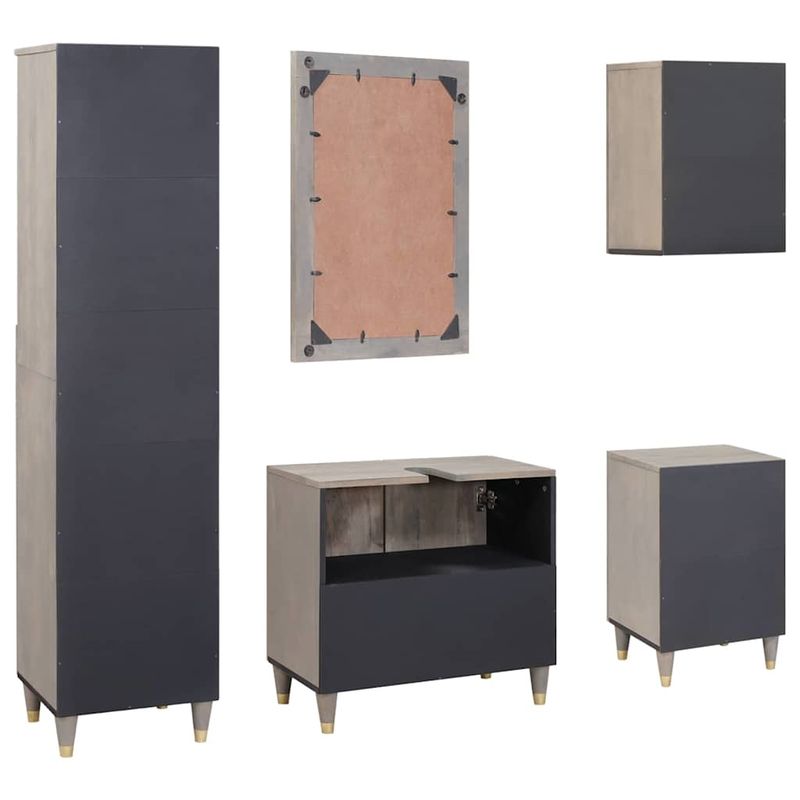 Casa si Gradina - Mobilier - Seturi de mobilier - Seturi baie - Set de mobilier pentru baie cu sertar 5 pcs Gri 62 x 33 x 58 cm - Infinity.ro
