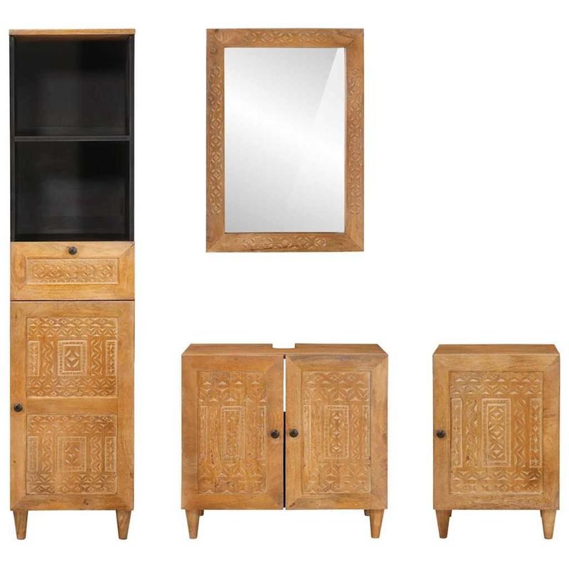 Casa si Gradina - Mobilier - Seturi de mobilier - Seturi baie - Set de mobilier pentru baie cu usa 4 pcs Maro 38 x 33 x 160 cm - Infinity.ro