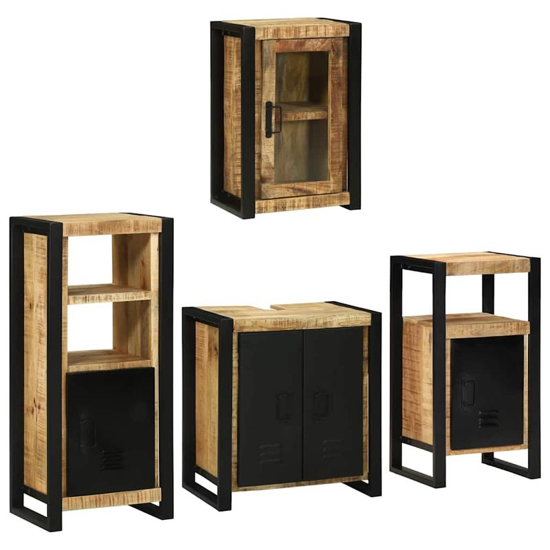 Casa si Gradina - Mobilier - Seturi de mobilier - Seturi baie - Set de mobilier pentru baie 4 pcs Maro Lemn de mango solid - Infinity.ro