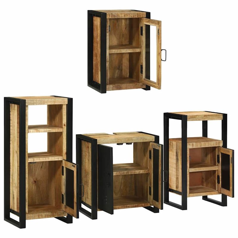 Casa si Gradina - Mobilier - Seturi de mobilier - Seturi baie - Set de mobilier pentru baie 4 pcs Maro Lemn de mango solid - Infinity.ro