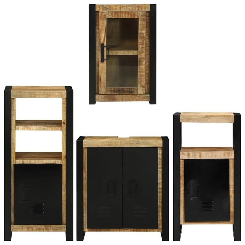 Casa si Gradina - Mobilier - Seturi de mobilier - Seturi baie - Set de mobilier pentru baie 4 pcs Maro Lemn de mango solid - Infinity.ro
