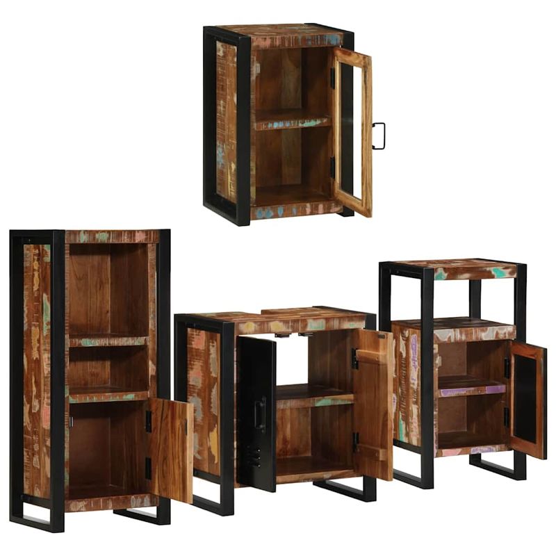Casa si Gradina - Mobilier - Seturi de mobilier - Seturi baie - Set de mobilier pentru baie cu usa 4 pcs Lemn recuperat solid - Infinity.ro