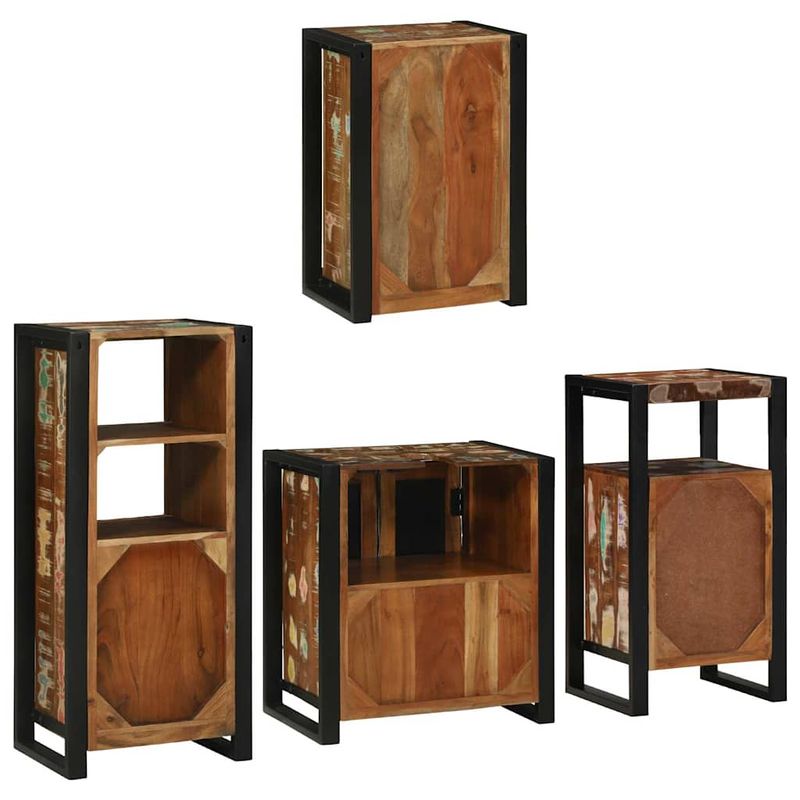 Casa si Gradina - Mobilier - Seturi de mobilier - Seturi baie - Set de mobilier pentru baie cu usa 4 pcs Lemn recuperat solid - Infinity.ro
