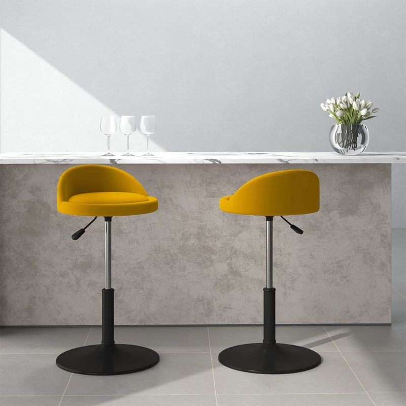 Casa si Gradina - Mobilier - Scaune si fotolii - Scaune - Scaune de bucatarie pivotante, 2 buc., galben, catifea - Infinity.ro