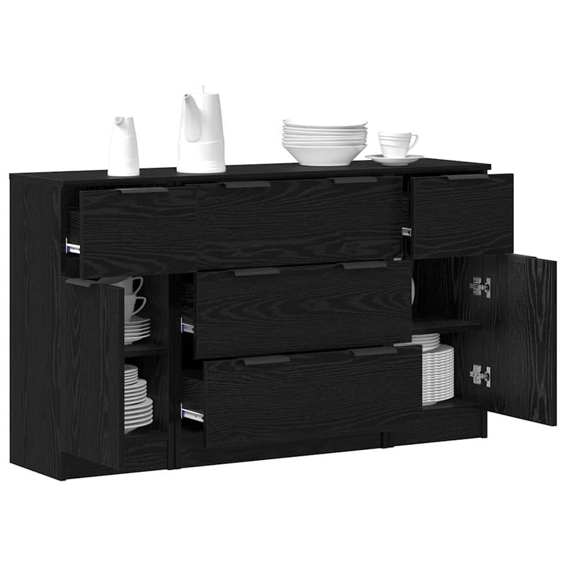 Casa si Gradina - Mobilier - Comode si corpuri - Comode - Bufet 3 pcs Stejar negru 121 x 30 x 70 cm Lemn compozit - Infinity.ro