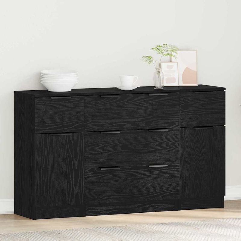 Casa si Gradina - Mobilier - Comode si corpuri - Comode - Bufet 3 pcs Stejar negru 121 x 30 x 70 cm Lemn compozit - Infinity.ro
