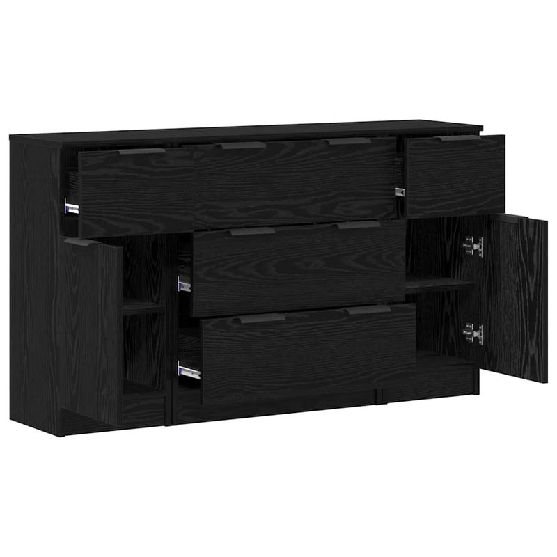 Casa si Gradina - Mobilier - Comode si corpuri - Comode - Bufet 3 pcs Stejar negru 121 x 30 x 70 cm Lemn compozit - Infinity.ro