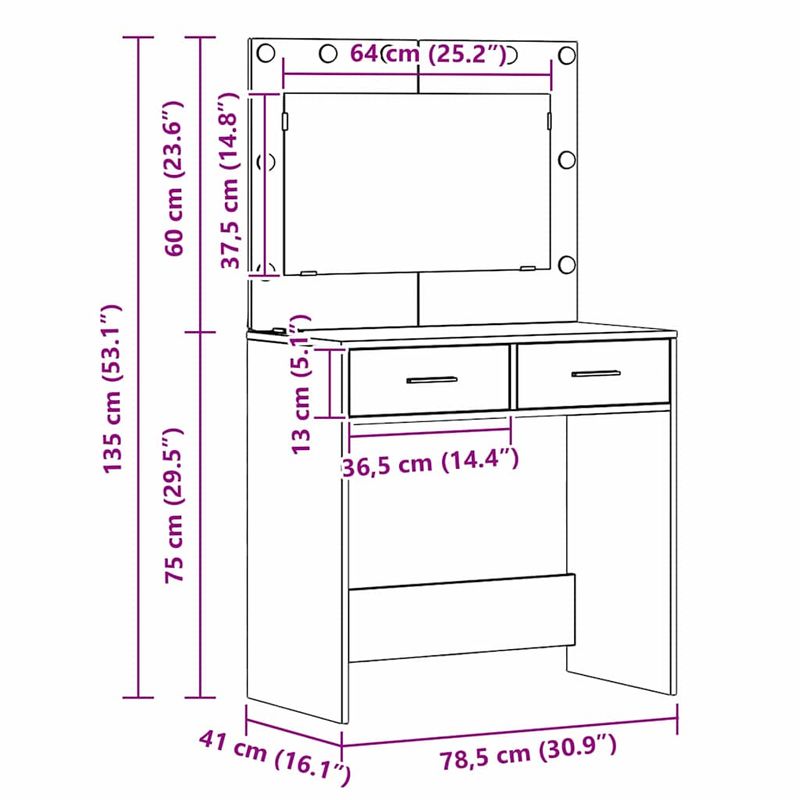 Casa si Gradina - Mobilier - Comode si corpuri - Masute de toaleta - Masa de Machiaj 3 pcs Gri 40 x 41 x 135 cm Lemn compozit - Infinity.ro