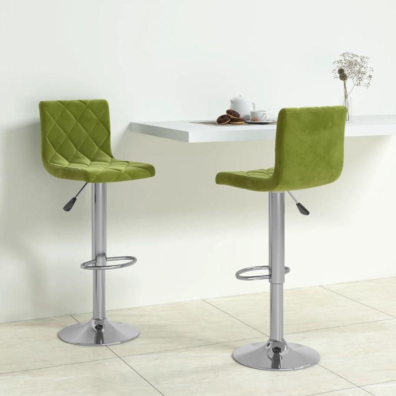 Casa si Gradina - Mobilier - Scaune si fotolii - Scaune - Scaune de bar, 2 buc., verde deschis, catifea - Infinity.ro