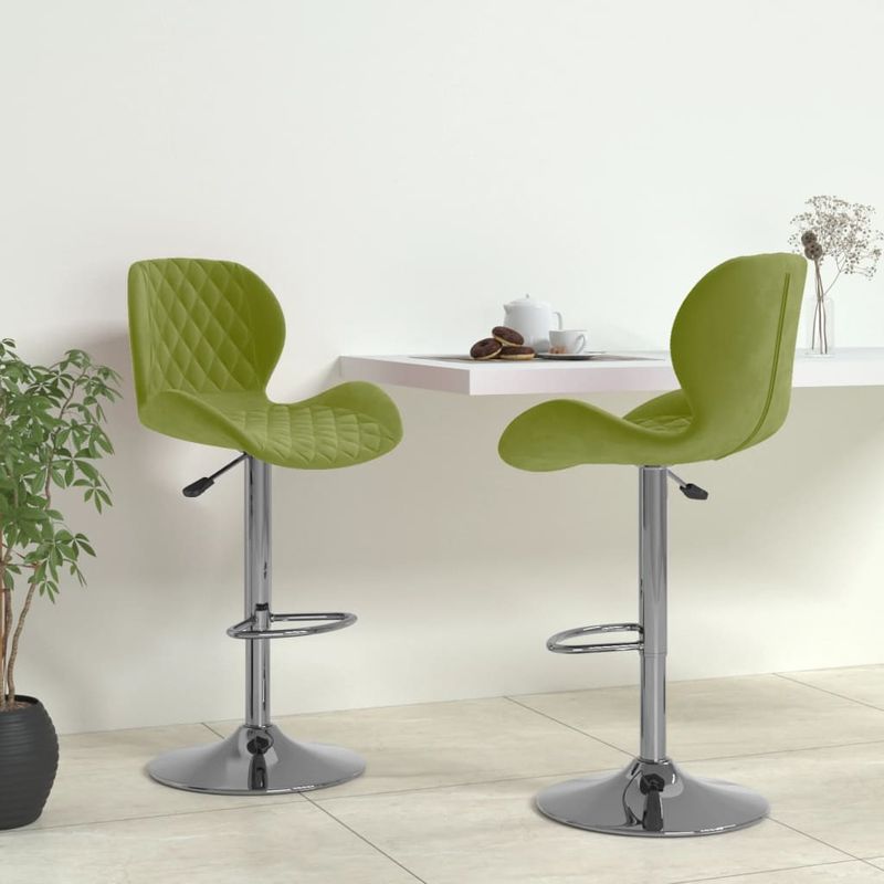 Casa si Gradina - Mobilier - Scaune si fotolii - Scaune - Scaune de bar, 2 buc., verde deschis, catifea - Infinity.ro