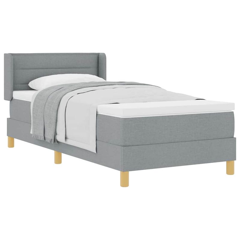 Casa si Gradina - Mobilier - Paturi si accesorii - Paturi - Pat cu Saltea cu Arcuri Gri deschis 90 x 190 cm tesatura - Infinity.ro