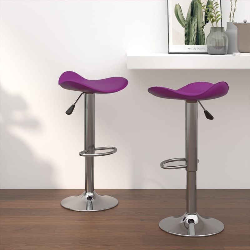 Casa si Gradina - Mobilier - Scaune si fotolii - Scaune - Scaune de bar, 2 buc., violet, otel cromat si piele ecologica - Infinity.ro