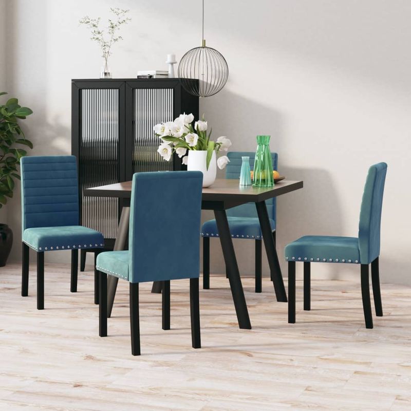 Casa si Gradina - Mobilier - Scaune si fotolii - Scaune - Scaune de bucatarie, 4 buc., albastru, catifea - Infinity.ro