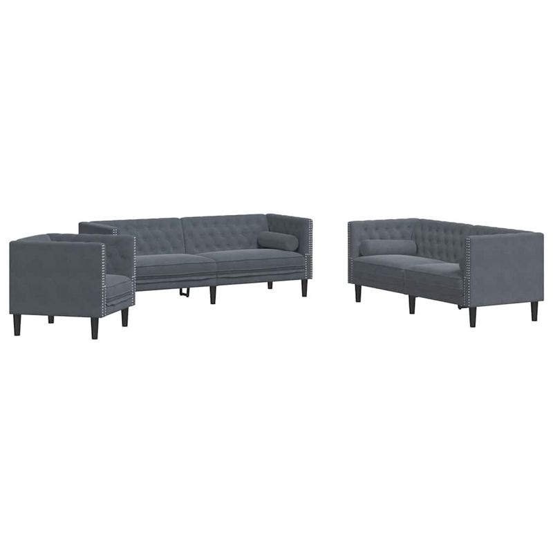 Casa si Gradina - Mobilier - Canapele si coltare - Canapele - Set de canapea 3 pcs Gri inchis Catifea - Infinity.ro