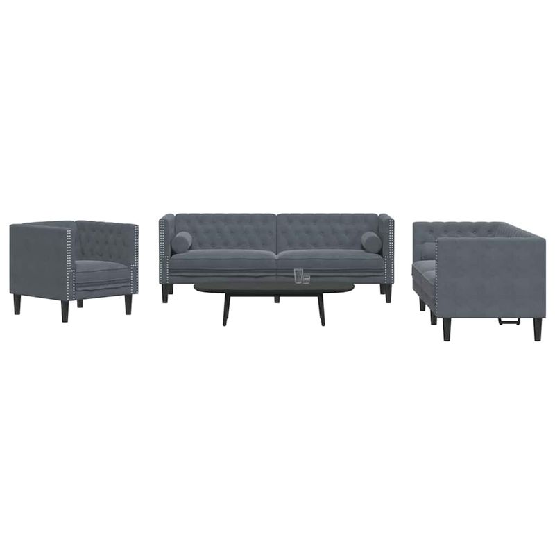 Casa si Gradina - Mobilier - Canapele si coltare - Canapele - Set de canapea 3 pcs Gri inchis Catifea - Infinity.ro