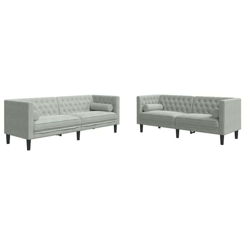 Casa si Gradina - Mobilier - Canapele si coltare - Canapele - Set de canapea 2 pcs Gri deschis Catifea - Infinity.ro