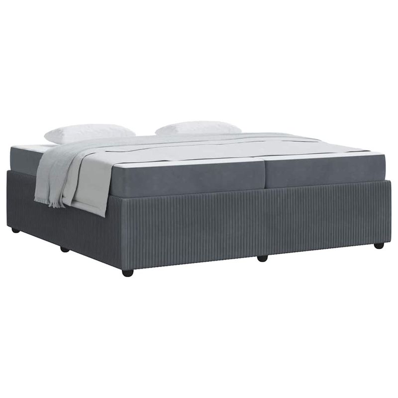 Casa si Gradina - Mobilier - Paturi si accesorii - Paturi - Cadru de pat cu saltea Gri inchis 200 x 200 cm Catifea - Infinity.ro