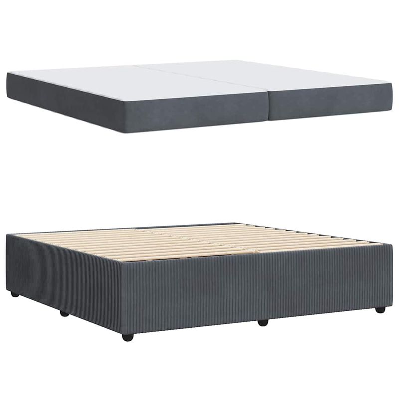 Casa si Gradina - Mobilier - Paturi si accesorii - Paturi - Cadru de pat cu saltea Gri inchis 200 x 200 cm Catifea - Infinity.ro