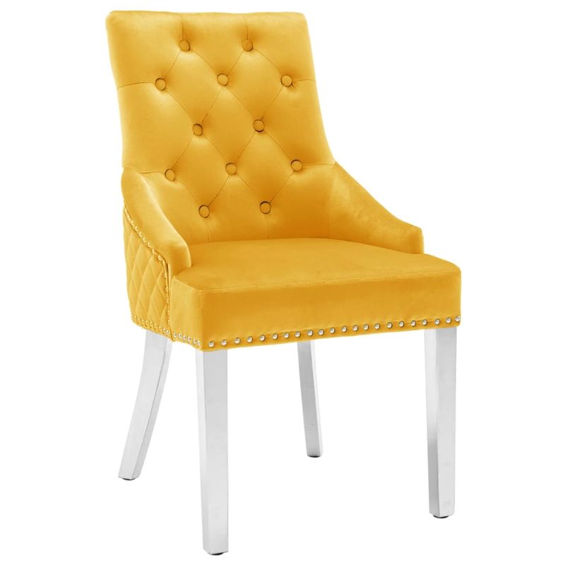 Casa si Gradina - Mobilier - Scaune si fotolii - Scaune - Scaune de bucatarie, 2 buc., galben, catifea - Infinity.ro