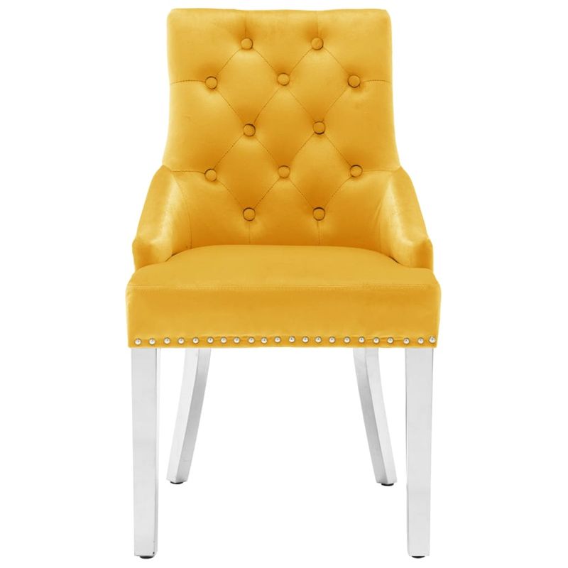 Casa si Gradina - Mobilier - Scaune si fotolii - Scaune - Scaune de bucatarie, 2 buc., galben, catifea - Infinity.ro