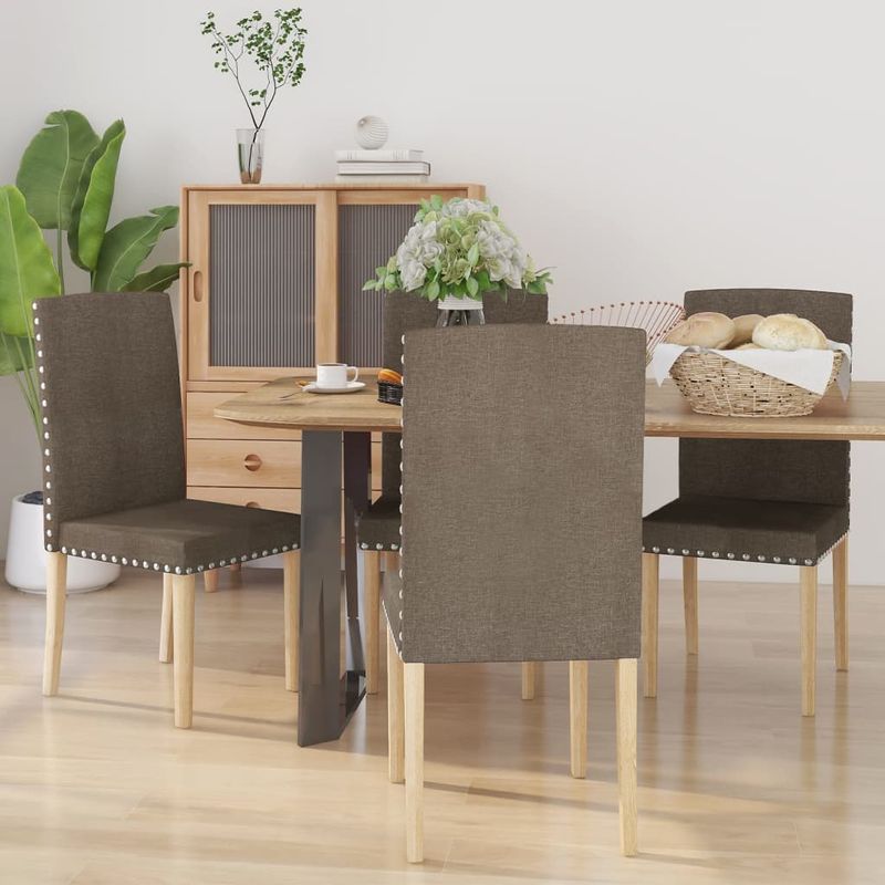 Casa si Gradina - Mobilier - Scaune si fotolii - Scaune - Scaune de bucatarie, 4 buc., gri taupe, material textil - Infinity.ro