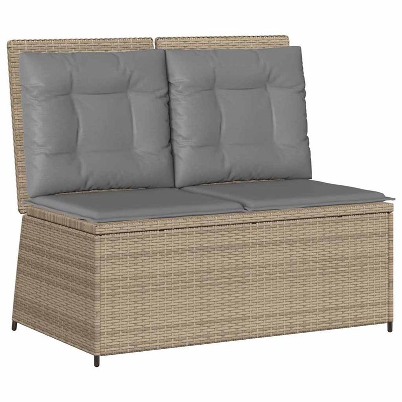 Casa si Gradina - Gradina si terasa - Mobilier exterior - Bancute de gradina - Banca de gradina cu perna Bej Rattan poli - Infinity.ro