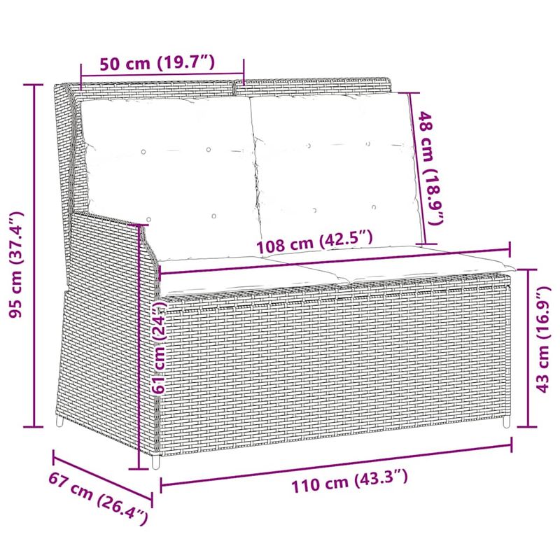 Casa si Gradina - Gradina si terasa - Mobilier exterior - Bancute de gradina - Banca de gradina cu perna Gri Rattan poli - Infinity.ro