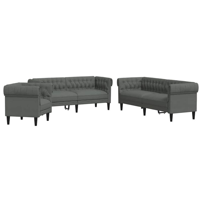 Casa si Gradina - Mobilier - Canapele si coltare - Canapele - Set de canapea 3 pcs Gri inchis tesatura - Infinity.ro