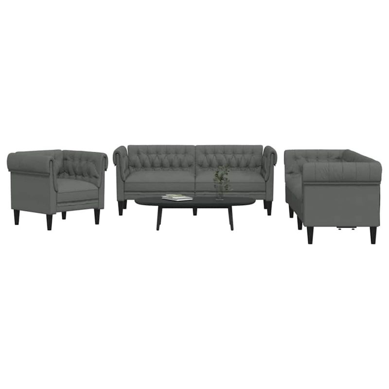 Casa si Gradina - Mobilier - Canapele si coltare - Canapele - Set de canapea 3 pcs Gri inchis tesatura - Infinity.ro