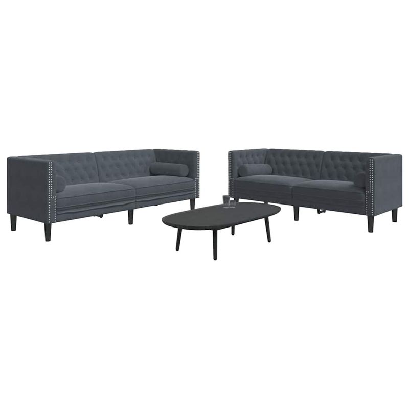 Casa si Gradina - Mobilier - Canapele si coltare - Canapele - Set de canapea 2 pcs Gri inchis Catifea - Infinity.ro