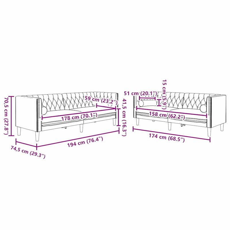 Casa si Gradina - Mobilier - Canapele si coltare - Canapele - Set de canapea 2 pcs Gri inchis Catifea - Infinity.ro