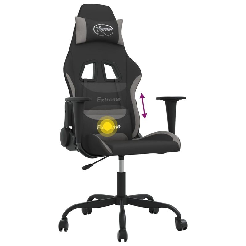 PC, gaming si accesorii - Gaming - Accesorii gaming - Scaune gaming - Scaun de jocuri cu masaj, negru si gri deschis, textil - Infinity.ro