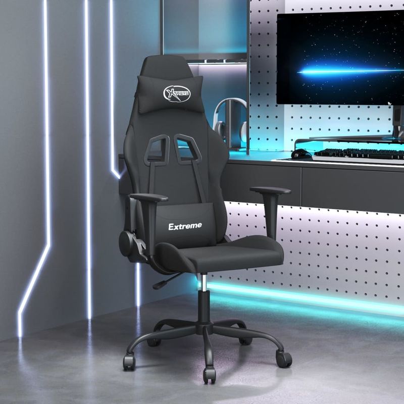 PC, gaming si accesorii - Gaming - Accesorii gaming - Scaune gaming - Scaun de gaming cu masaj, negru, material textil - Infinity.ro