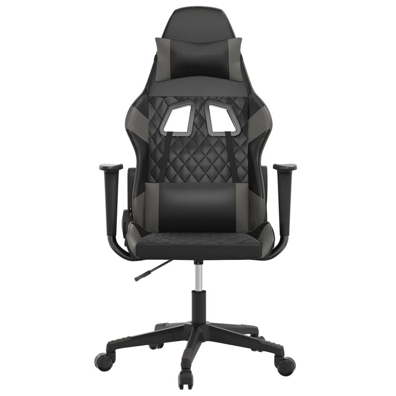 PC, gaming si accesorii - Gaming - Accesorii gaming - Scaune gaming - Scaun de gaming de masaj, negru si gri, piele ecologica - Infinity.ro
