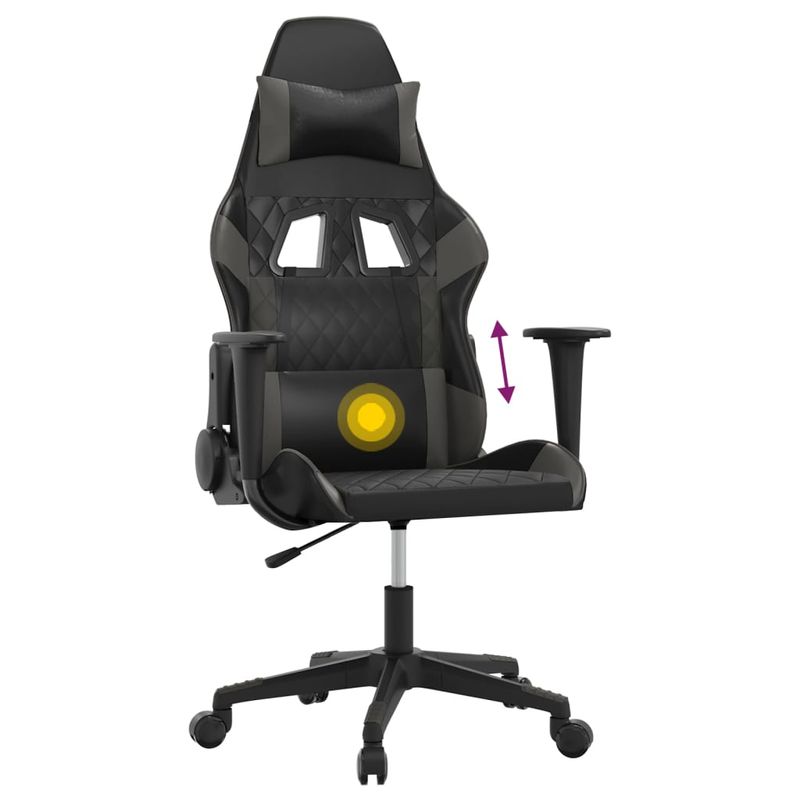 PC, gaming si accesorii - Gaming - Accesorii gaming - Scaune gaming - Scaun de gaming de masaj, negru si gri, piele ecologica - Infinity.ro