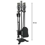 Casa si Gradina - Termice - Sobe, Seminee si accesorii - Accesorii seminee si sobe - Set stativ metalic cu 4 unelte pentru semineu, maner placat cu nichel, inaltime 66 cm - Infinity.ro