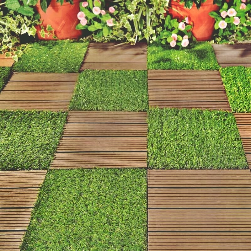 Casa si Gradina - Gradina si terasa - Mobilier exterior - Accesorii pentru gradina - Set 9 bucati podea gradina din plastic rezistent PP, 31x31x2 cm, culoare maro, suprafata 0.87 mp, efect lemn - Infinity.ro