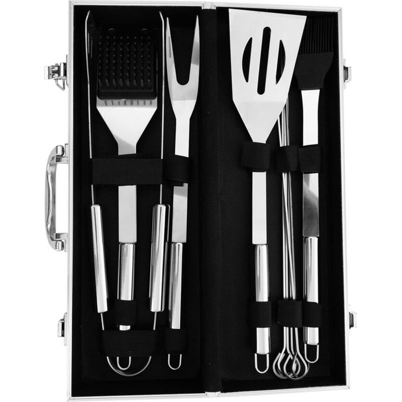 Casa si Gradina - Gradina si terasa - Gratare si accesorii - Accesorii gratare - Set 12 ustensile gratar, din otel inoxidabil, in cutie de transport metalica - Infinity.ro