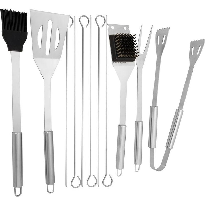 Casa si Gradina - Gradina si terasa - Gratare si accesorii - Accesorii gratare - Set 12 ustensile gratar, din otel inoxidabil, in cutie de transport metalica - Infinity.ro