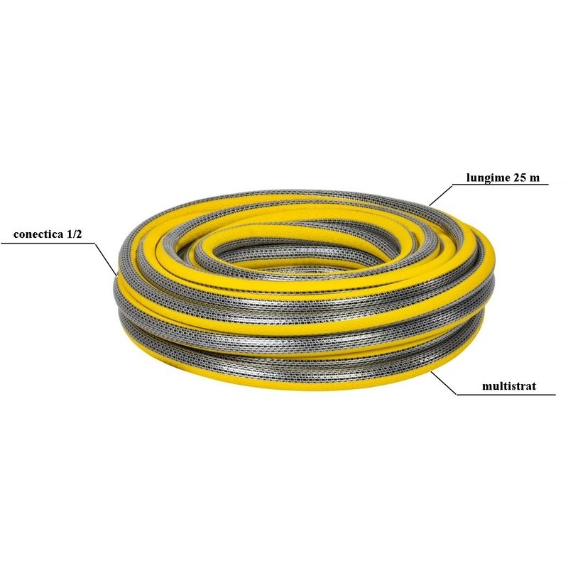 Casa si Gradina - Gradinarit si plante - Instalatii si accesorii pentru irigatii - Furtunuri de gradina si accesorii - Furtun gradina multistrat Anti-torsion Plus, antirasucire, lungime 25 m, conectica 1/2", protectie UV - Infinity.ro