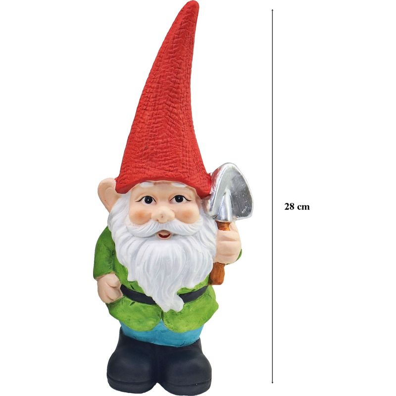 Casa si Gradina - Gradina si terasa - Decoratiuni exterior - Ornamente gradina - Decoratiune pentru gradina, Gnome with red hat, ceramica, 12.5x8.5x28 cm - Infinity.ro